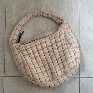 Quilted Hobo Shoulder Bag in Beige Free People